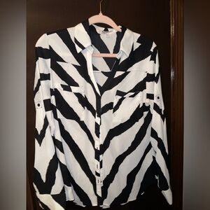 Zebra print button down